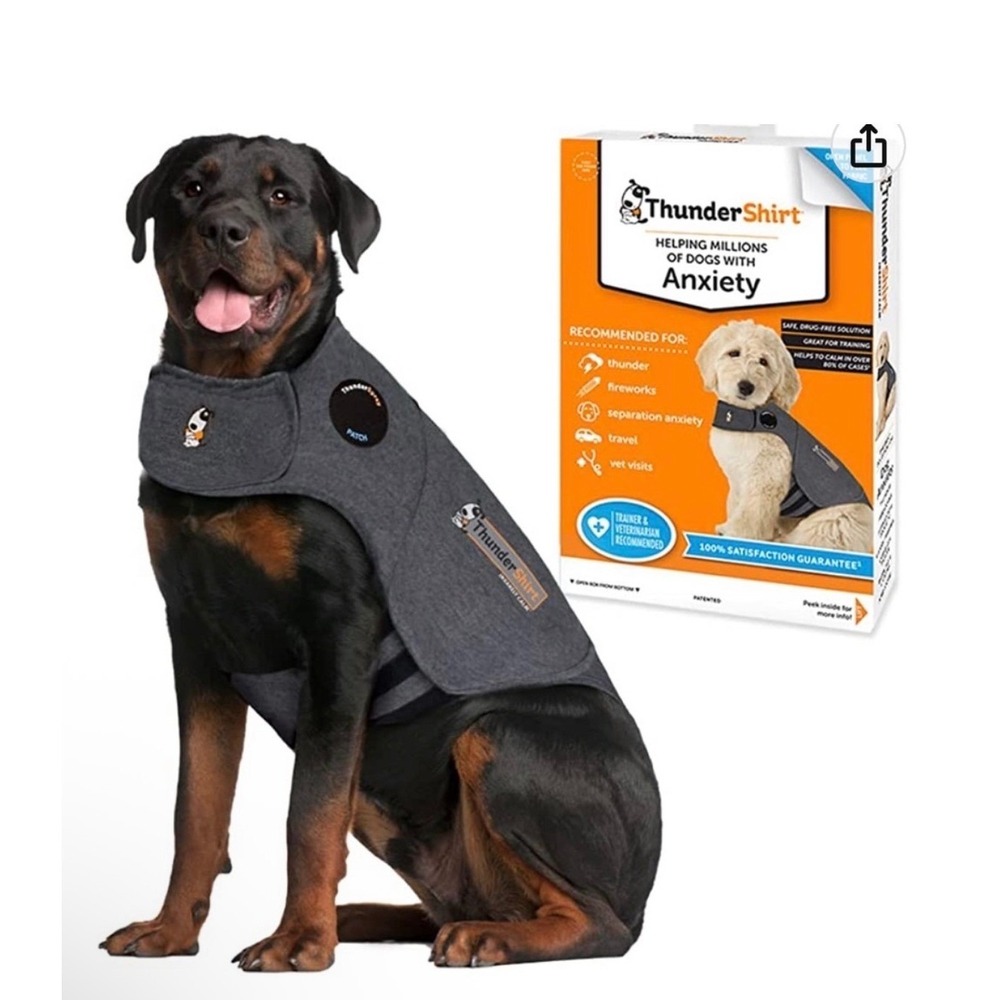 ThunderShirt Dog Anxiety Vest XXL Heather Gray with ThunderEase Calming Spray